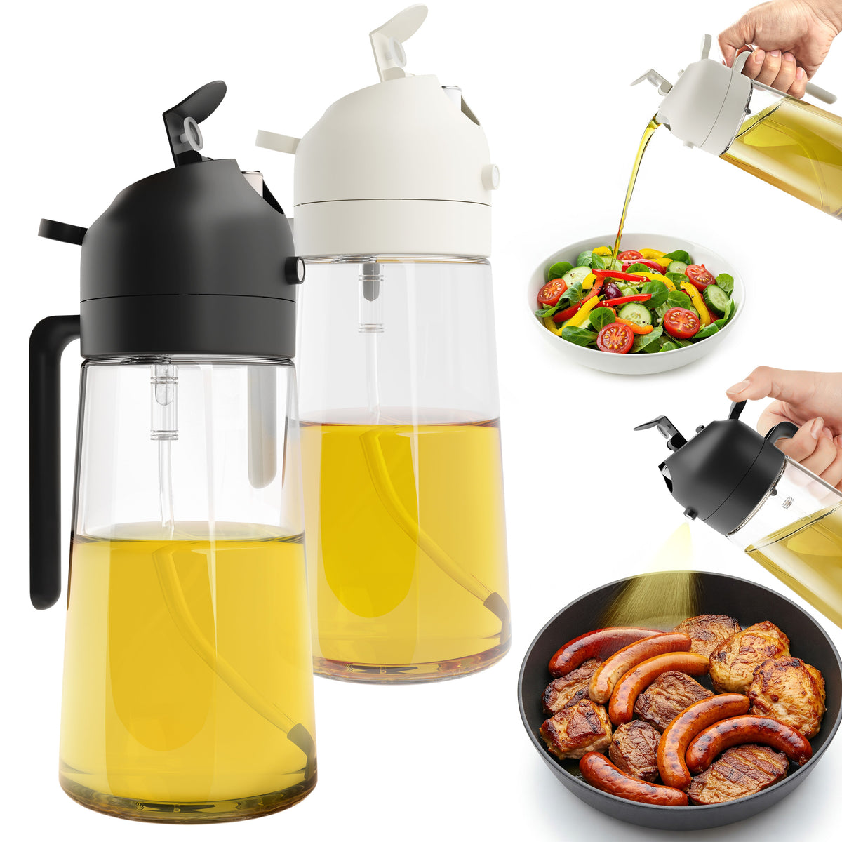 Chef Rizm 2-Pack Glass Oil Sprayer & Dispenser Set