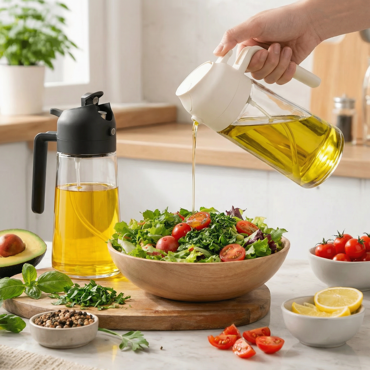 Chef Rizm 2-Pack Glass Oil Sprayer & Dispenser Set